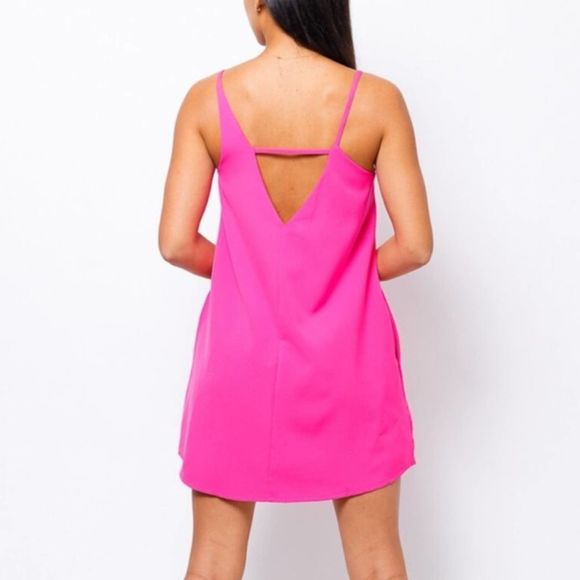 Fuchsia Pink Sleeveless Mini Dress - Picture 3 of 4